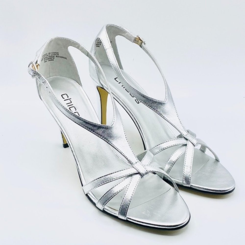 Chico's Edie Silver Nappa Sandal 8M